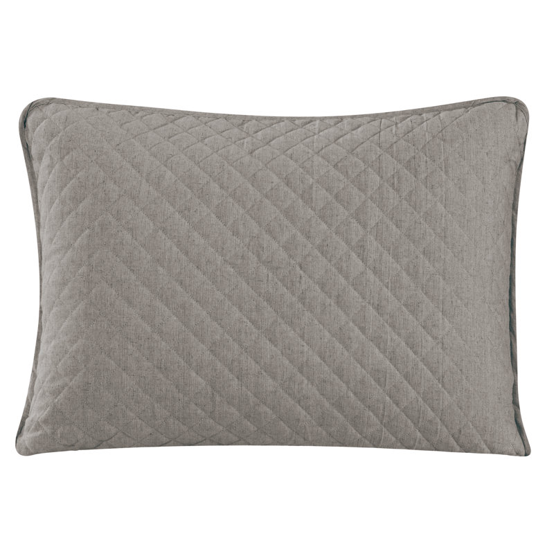 Anna Diamond Quilted Classic Chic Casual Modern Rustic Pillow Sham, King, Taupe