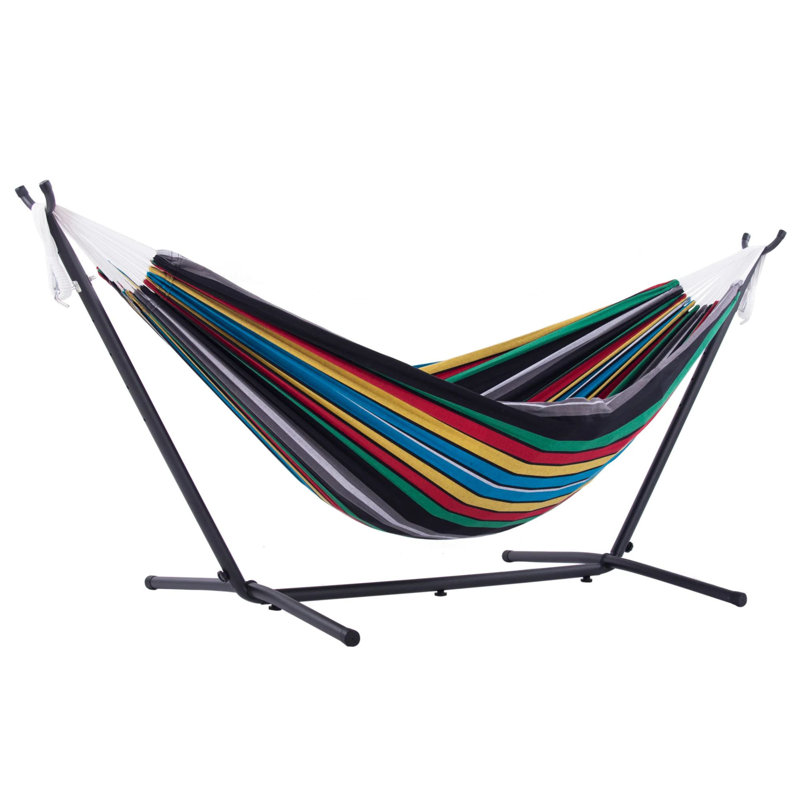 Double Classic Hammock with Stand, Rio Night, 104cm H x 250cm L x 109cm W, Black