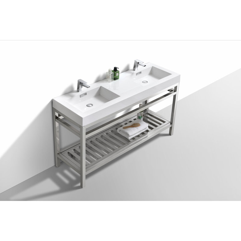 Ensemble de meuble-lavabo double 60 po Halesowen, Chrome