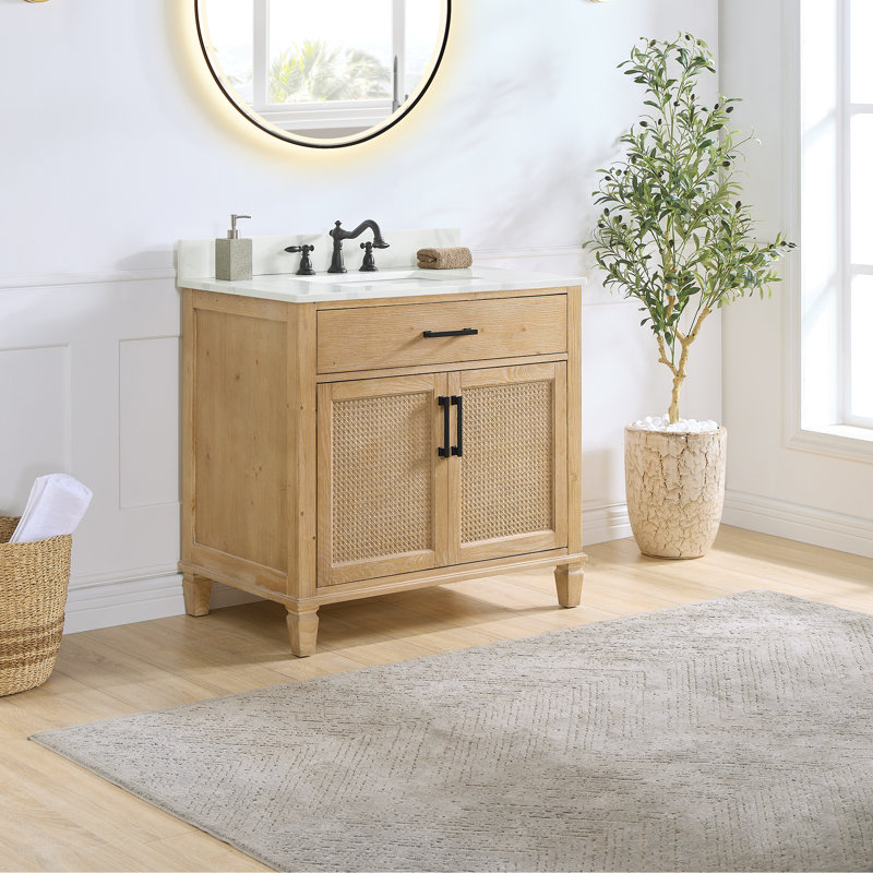 Solana 35.2" Single Bathroom Vanity Base Only in Weathered Fir