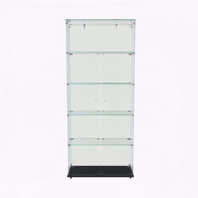 4-Tier Glass Display Cabinet with Dynamic LED Modes and Tempered Glass