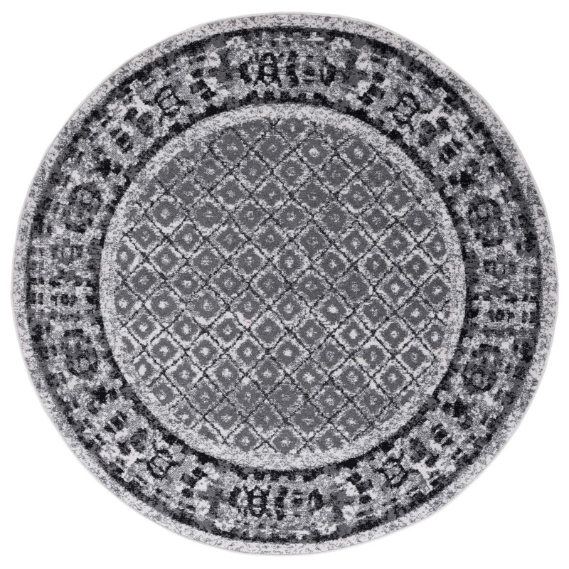 Tapis gris / noir Bonilla, Rond 6 pi