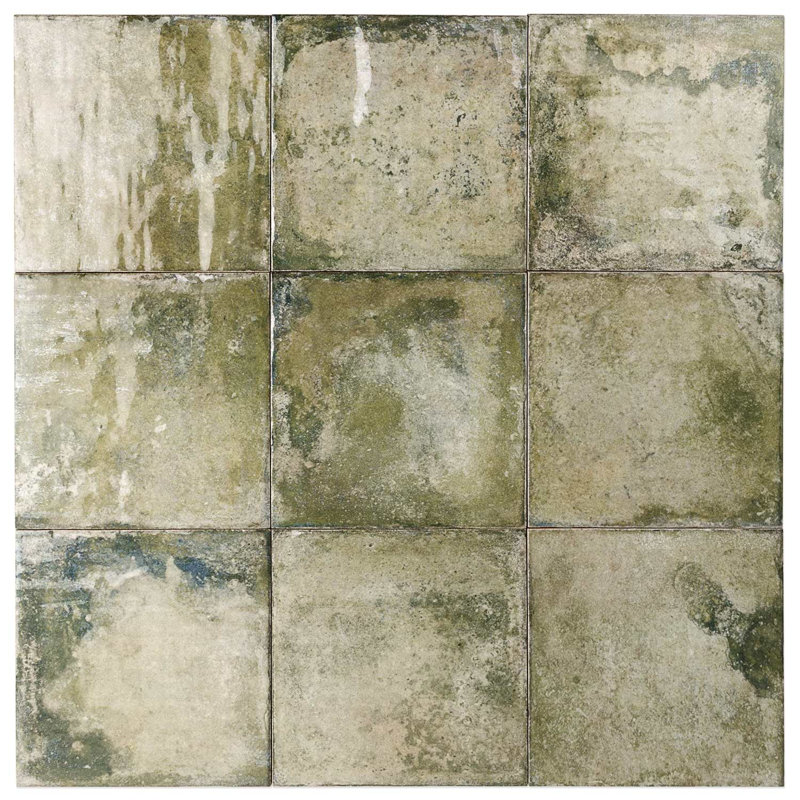 Angela Harris Dunmore Blu 8X8 Matte Ceramic Floor Tile, Green
