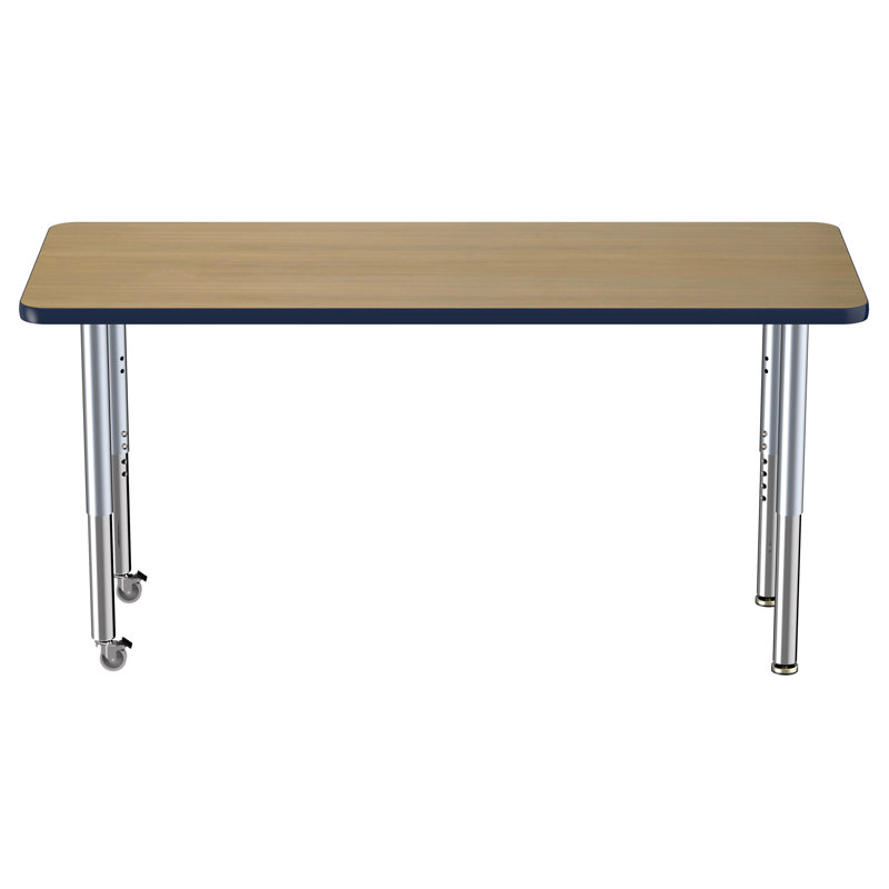 Table rectangulaire rectangulaire (24 x 60 po), pieds super réglables, 24" x 60", Chêne Pasadena / bleu marine, Super