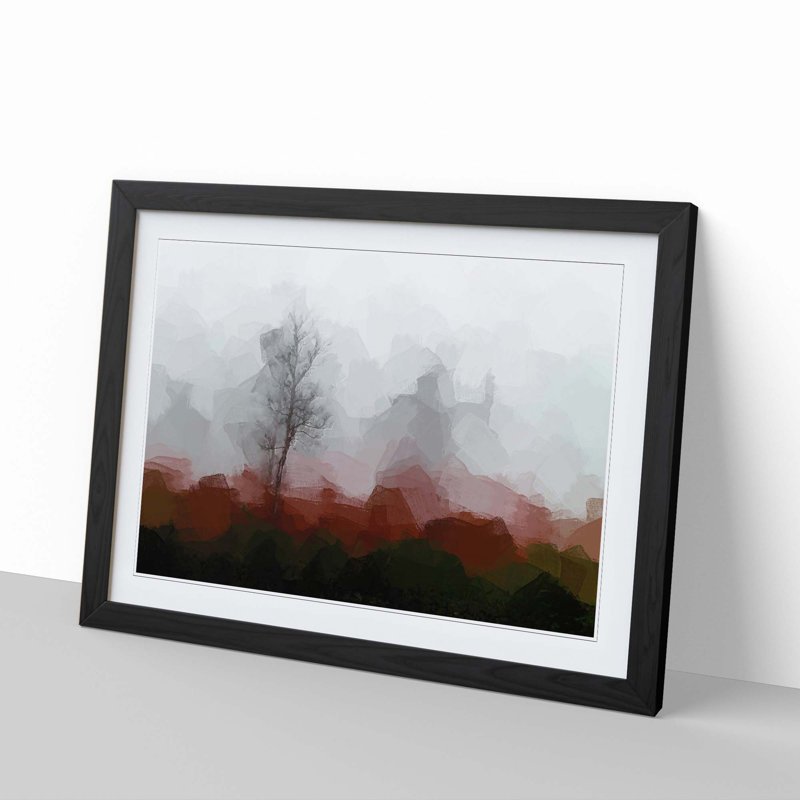 Tree Fog in Switzerland in Abstract - Picture Frame Graphic Art Print, 40cm H x 60cm W x 2cm D, Black