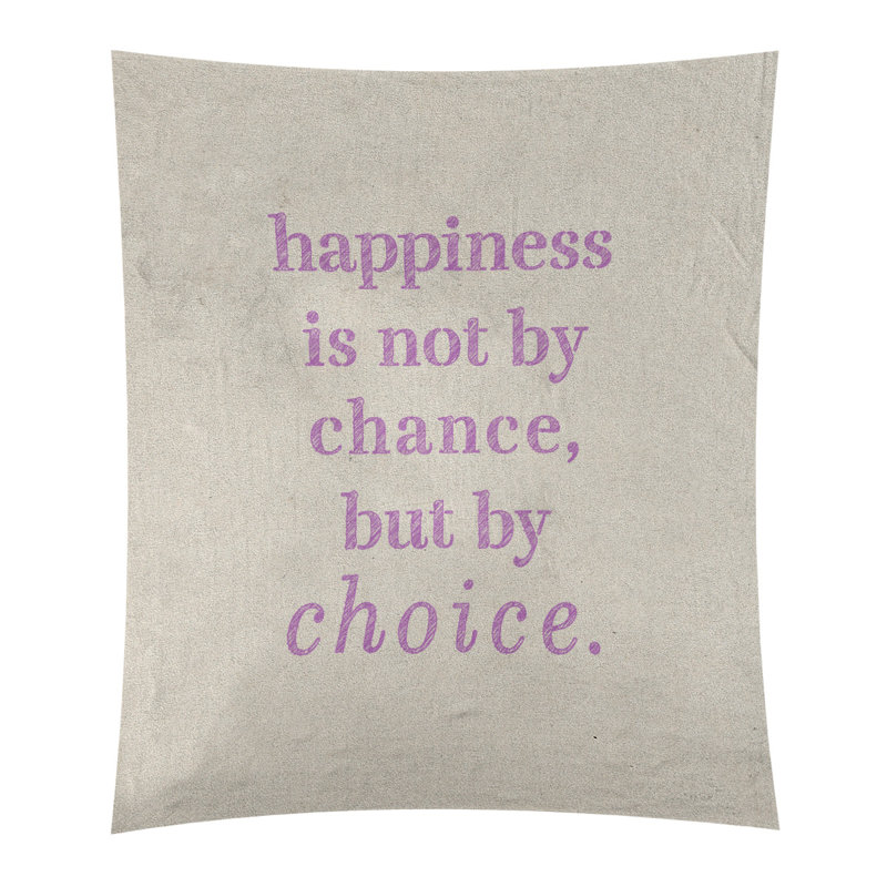 Tapisserie citation manuscrite en polyester, H 80 po x l 68 po, Blanc / violet