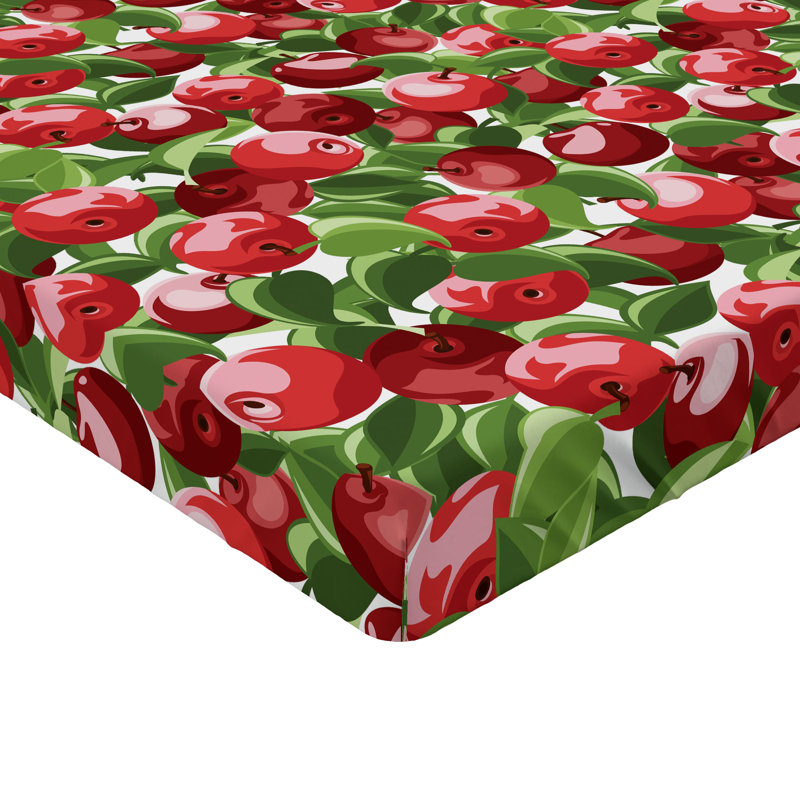 Drap-housse Ambesonne, paquet de 2, Drap-housse grand, Blanc / vert / floral rouge