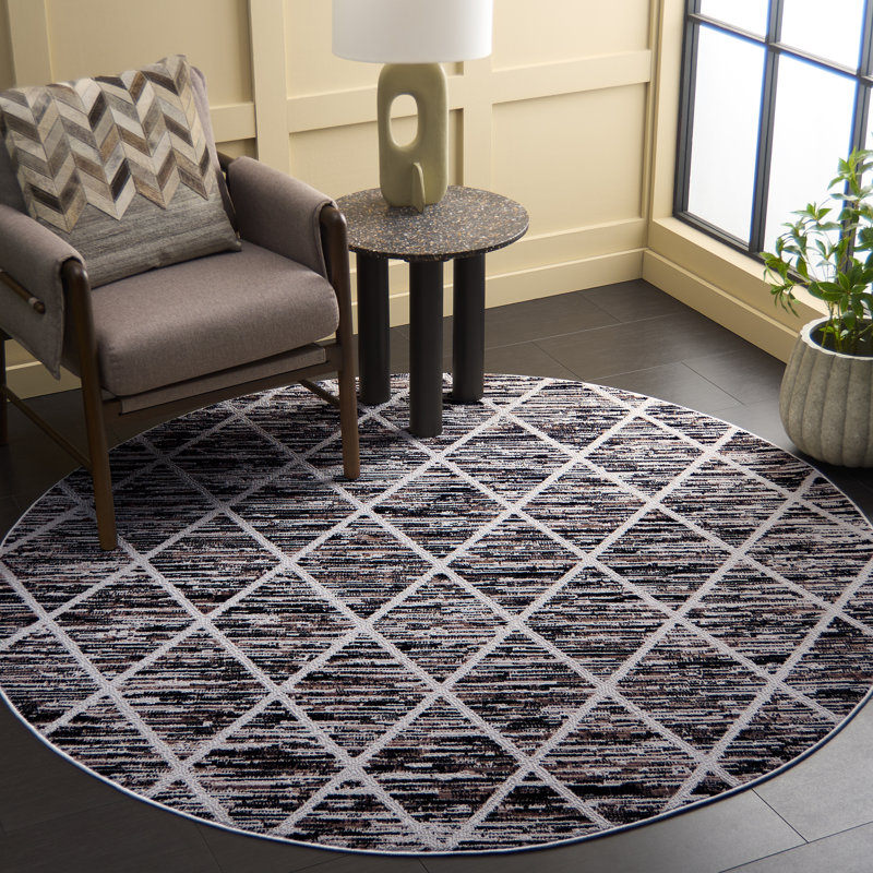 Mila 240 Performance Geometric Rug, Round 6'7"