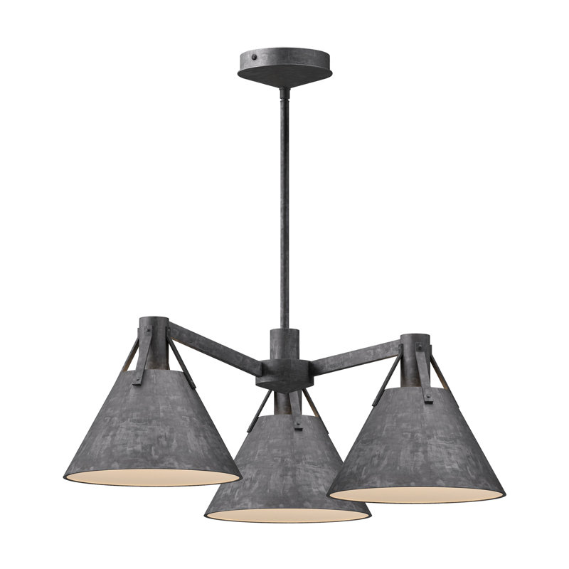 Archer 3 - Light Classic / Traditional Chandelier, Steel Shade