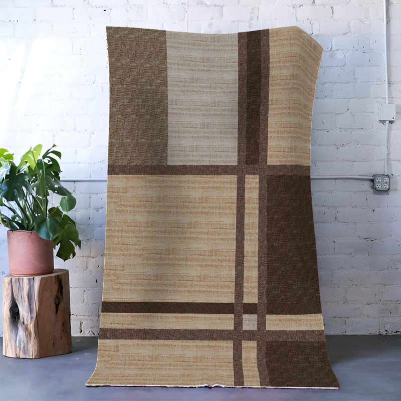 Tapis décoratif à motif géométrique beige, Rectangle 4 pi 11,06 po x 9 pi 10,11 po