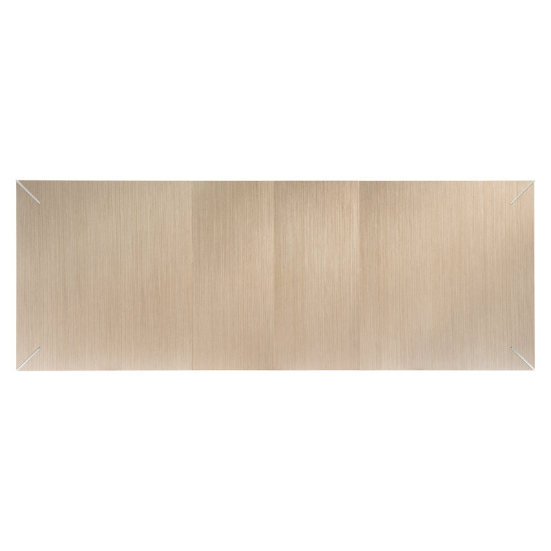 Transitional Oak Extendable Dining Table with Stainless Steel Accents