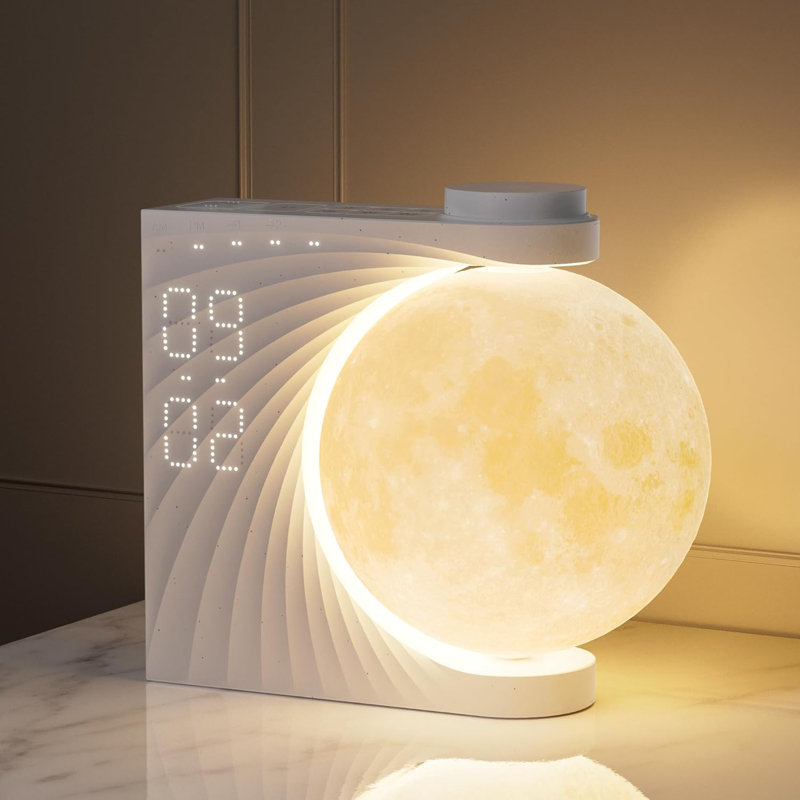 3-In-1 Moon Night Light  With Alarm Clock & Natural Sounds