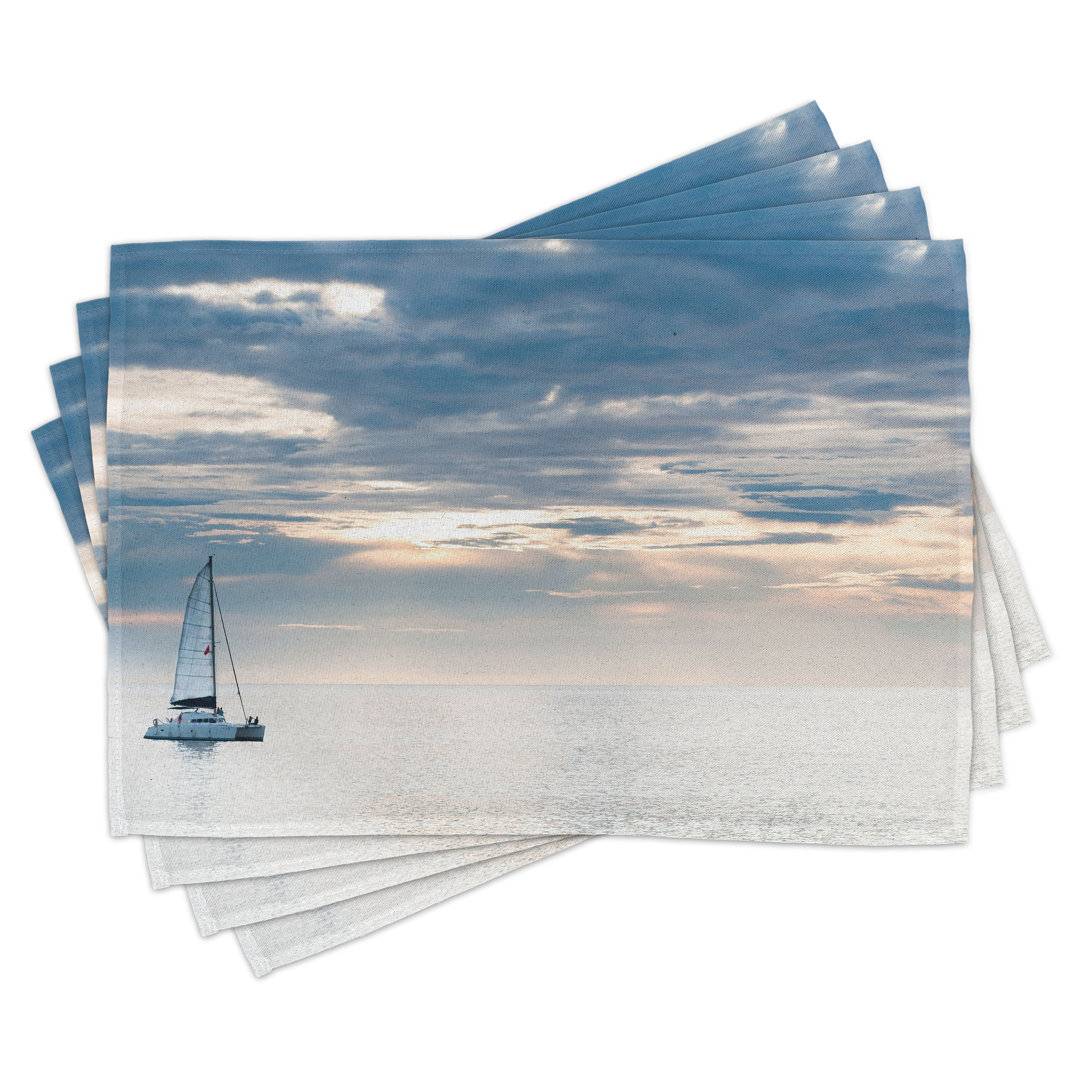 Platzdeckchen 4er Set, Segelyacht Sonnenuntergang, Blau