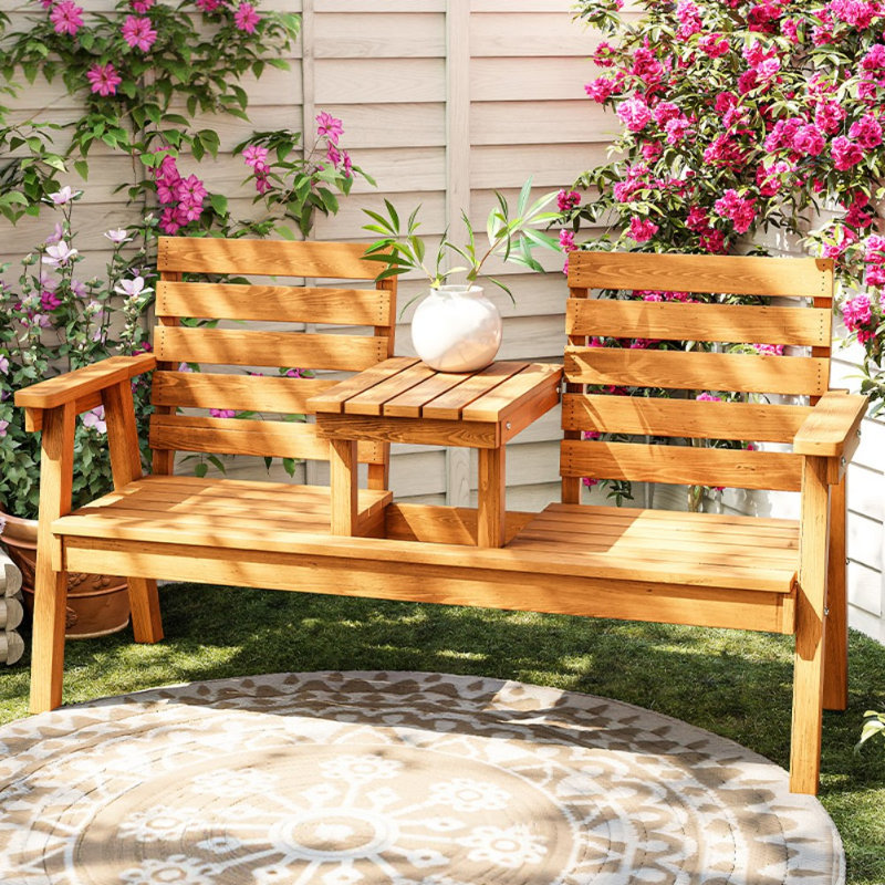 Modern Minimalist Outdoor Solid Wood Bench, Yellow