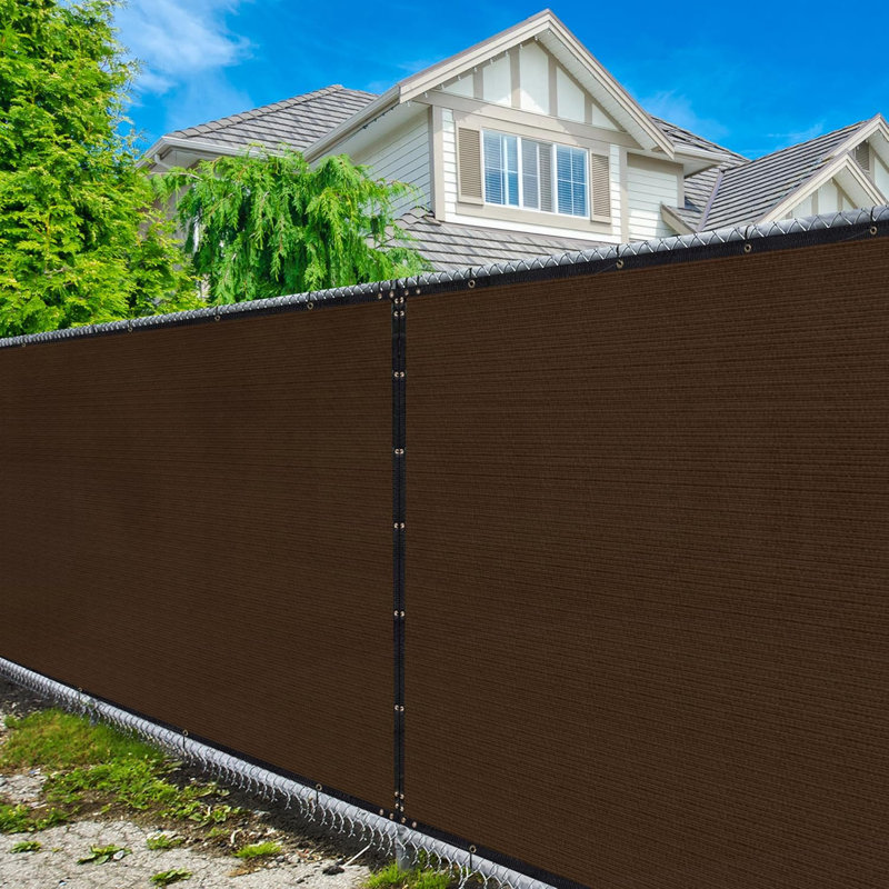Amgo Plus Extra Heavy Duty Privacy Fence Screen 220 GSM with Reinforced Grommets, 4" H x 50" W x 0.1" D, Brown