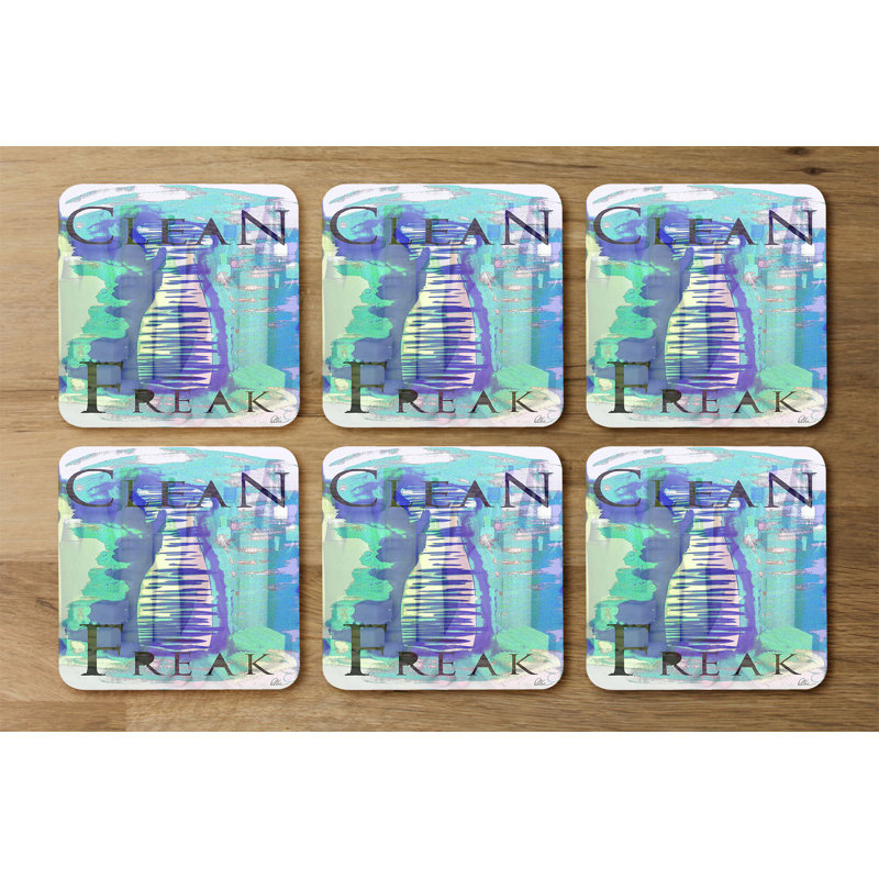 Square 6 Piece Coaster Set, Blue