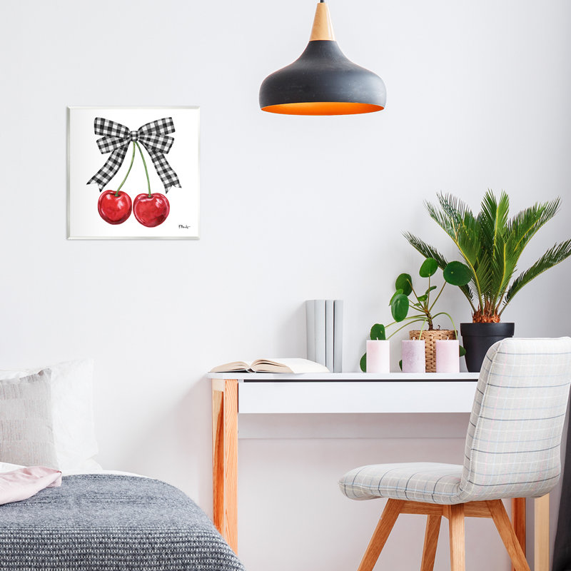 «Lucky Cherries & Plaid Bow», plaque murale par Paul Brent
