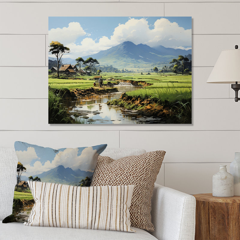 Riz doré du Vietnam - Décoration murale en métal Vietnam, H 12 po x l 20 po x P 1 po