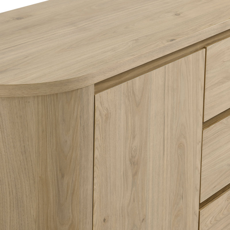 Duval 71" Rounded Sideboard Storage Cabinet, Hickory Frost