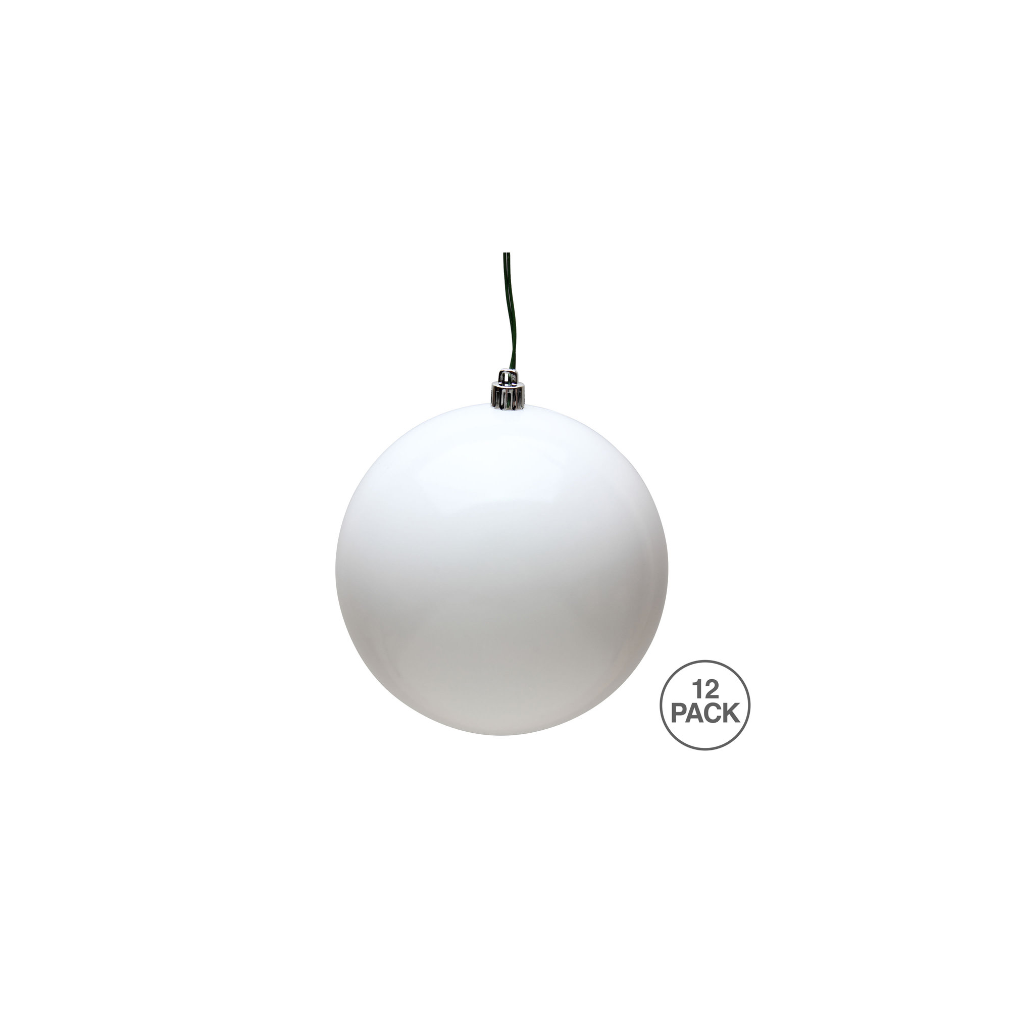 Holiday Décor Ball Ornament, White Candy, 3" H x 3" W x 3" D