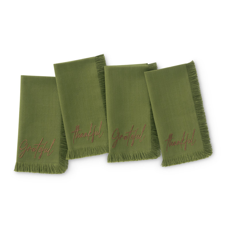 Serviettes à franges, Olive