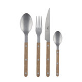 Bistrot Vintage Teak 4 - Piece Stainless Steel Flatware Set - Service for 1