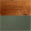 Table basse 48 pouces, finition vert sauge et bois fruitier