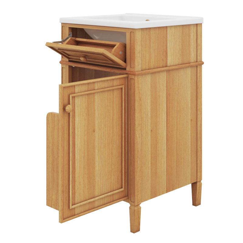 Meuble-lavabo de 20 po avec lavabo, meuble-lavabo simple avec plateau, un tiroir rabattable, une tablette de porte et une tablette réglable