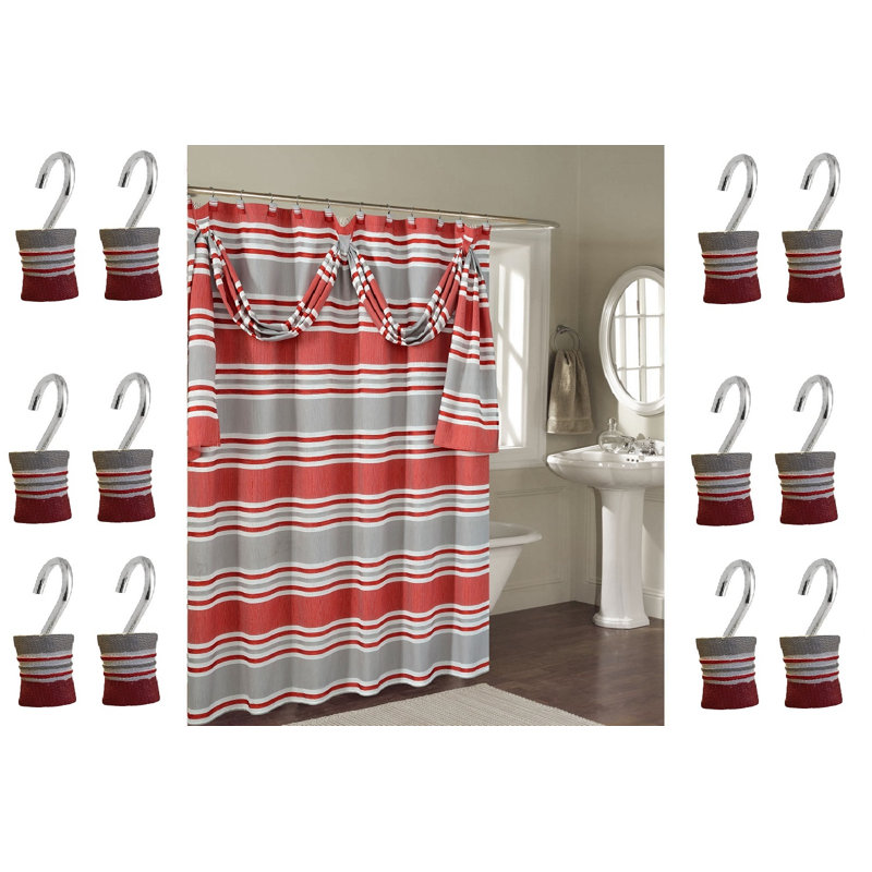 Rideau de douche Deverell, Gris et rouge