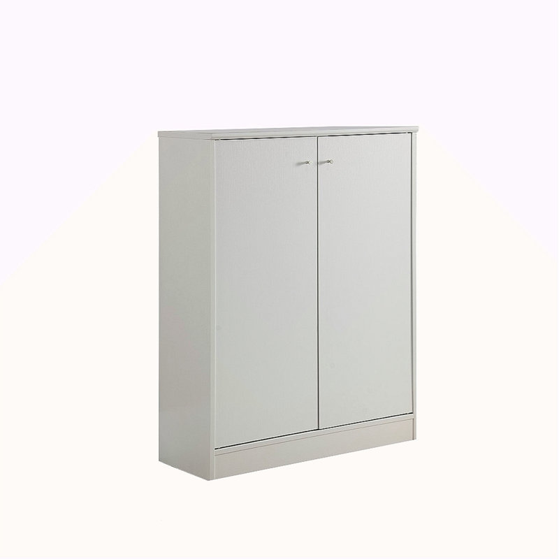 Armoire à chaussures / rangement avec deux portes et cinq tablettes, Blanc