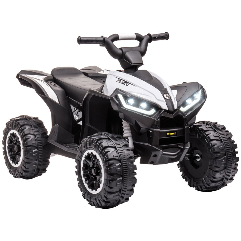12V White Kids ATV Quad with Wear-Resistant Wheels
