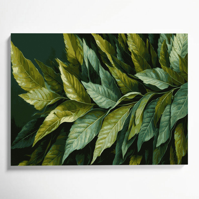 «Botanical Bay Leaves», art mural sur toile verte, H 12 po x l 18 po