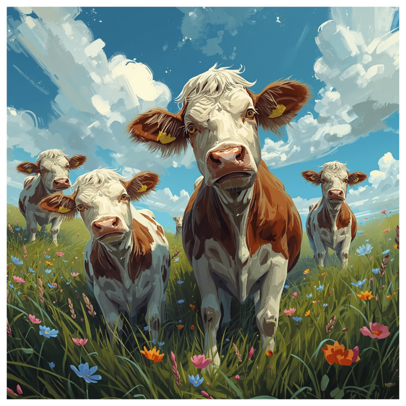 Vaches dans un champ de fleurs Housses de couette, Très grand lit