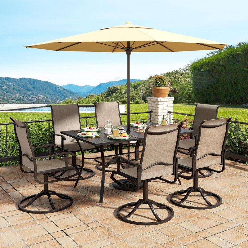 Rectangular 6 - Person 59" Long Dining Set with 28" W Seats