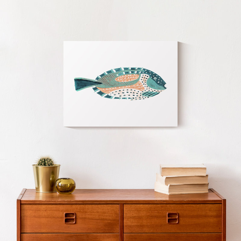 " Patterened Fish ", 12" H x 16" W x 1.25" D, Wrapped Canvas