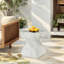 Tables de bout d'extérieur en ciment pour patio, table d'appoint de jardin en faux terrazzo, petite table d'appoint ronde moderne pour l'extérieur, tabouret de jardin en souche d'arbre pour l'intérieur et l'extérieur