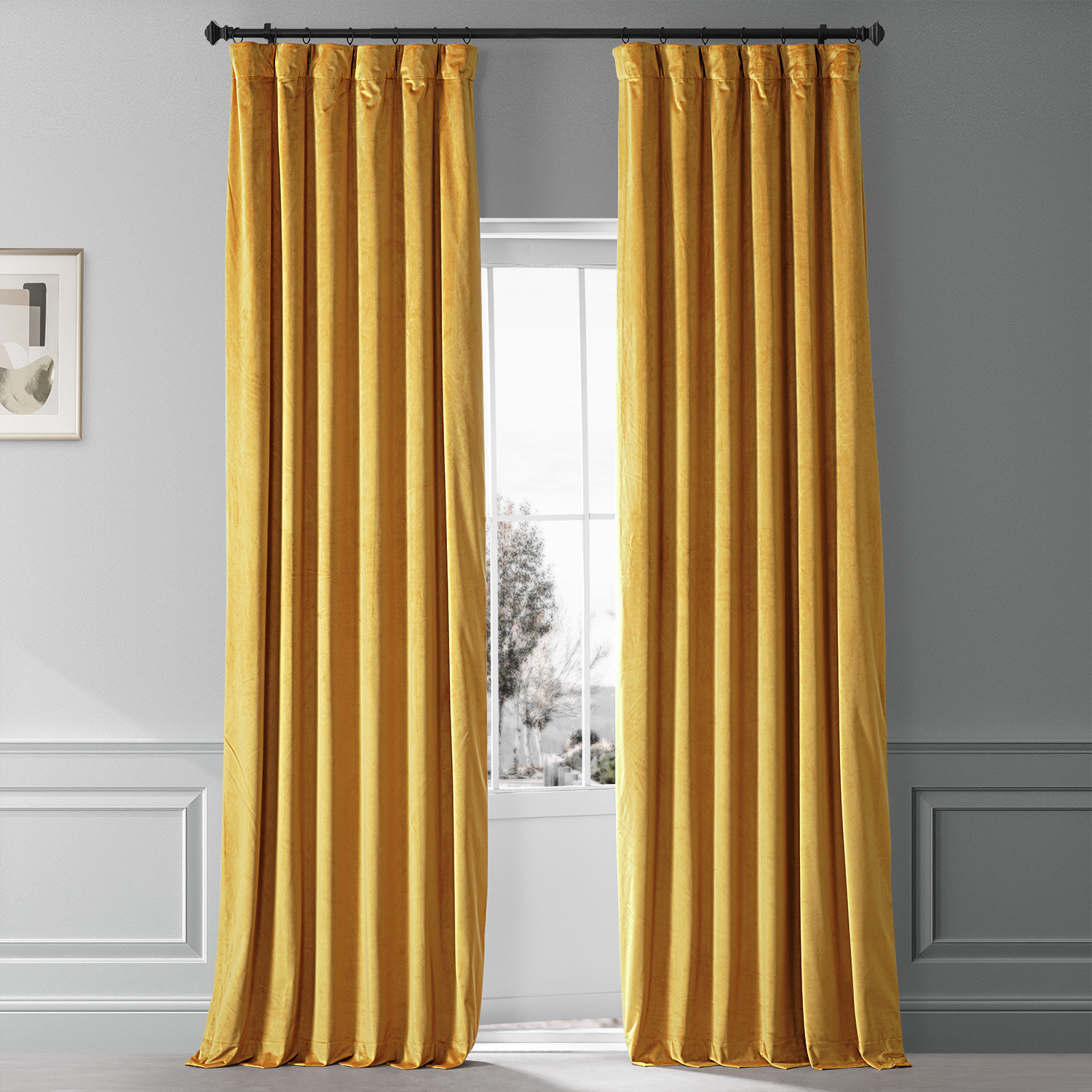 Loria Plush Velvet Blackout Curtain Panel, 50" W x 84" L, Sophomore Gold