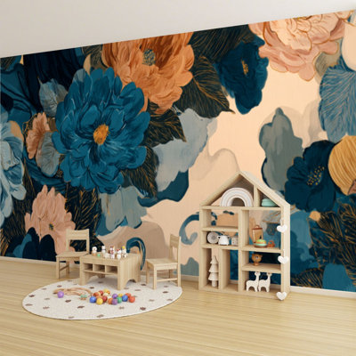 Adhésif décoratif aquarelle Peel and Stick L 69 po x l 96 po pour chambre à coucher