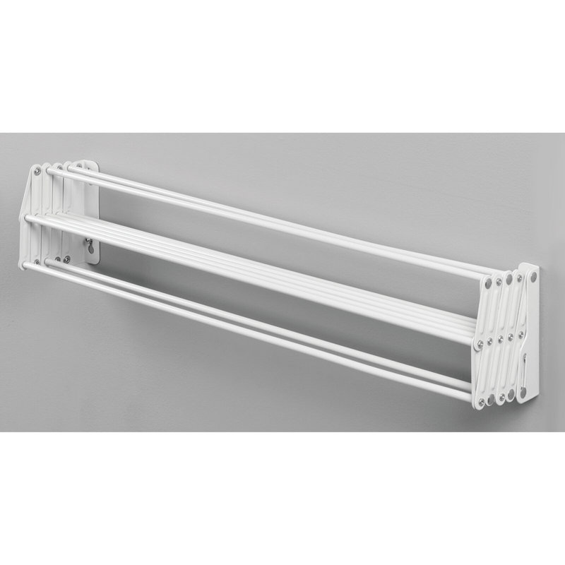 White Steel Wall Mount Accordion Clothes Drying Rack
