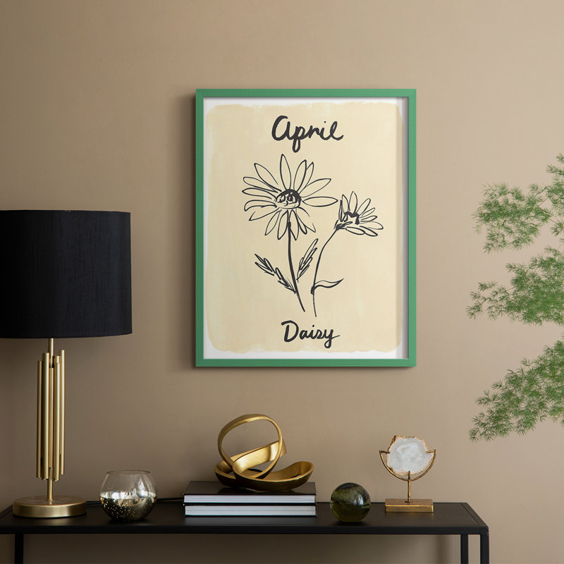 Reproduction encadrée mois de naissance IV - bois massif, H 30 po x l 24 po, Vert