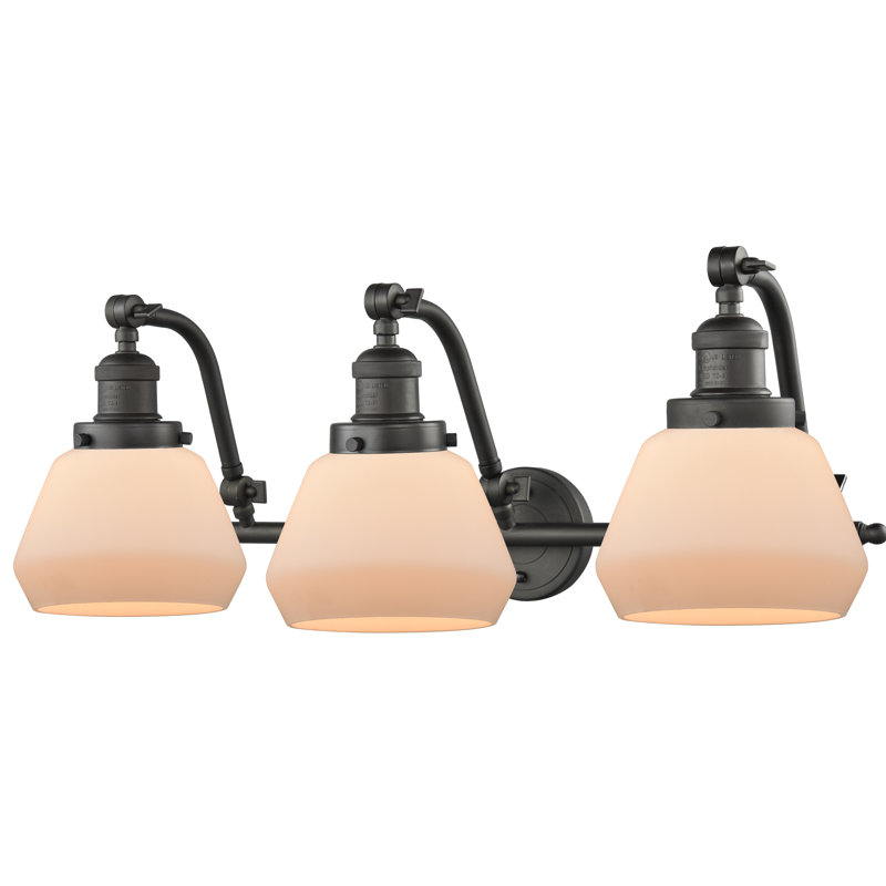 Keefe 3 - Light Dimmable Vanity Light, Oil Rubbed Bronze, Matte White Cased, 60 Watt Vintage Incandescent Bulb