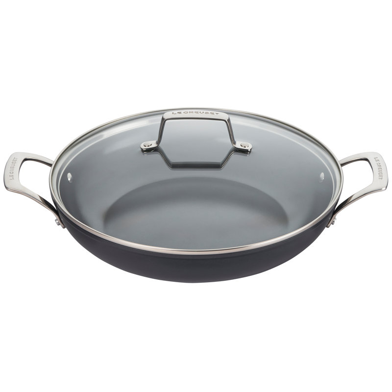 Le Creuset Essential Non-Stick Shallow Braiser with Tempered Glass Lid, 12.2" W