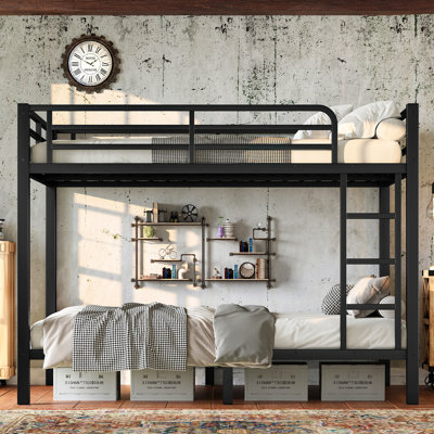 Lit superposé simple au-dessus d'un lit simple en métal pour les adolescents et les adultes, peu encombrant / sans bruit de sommier