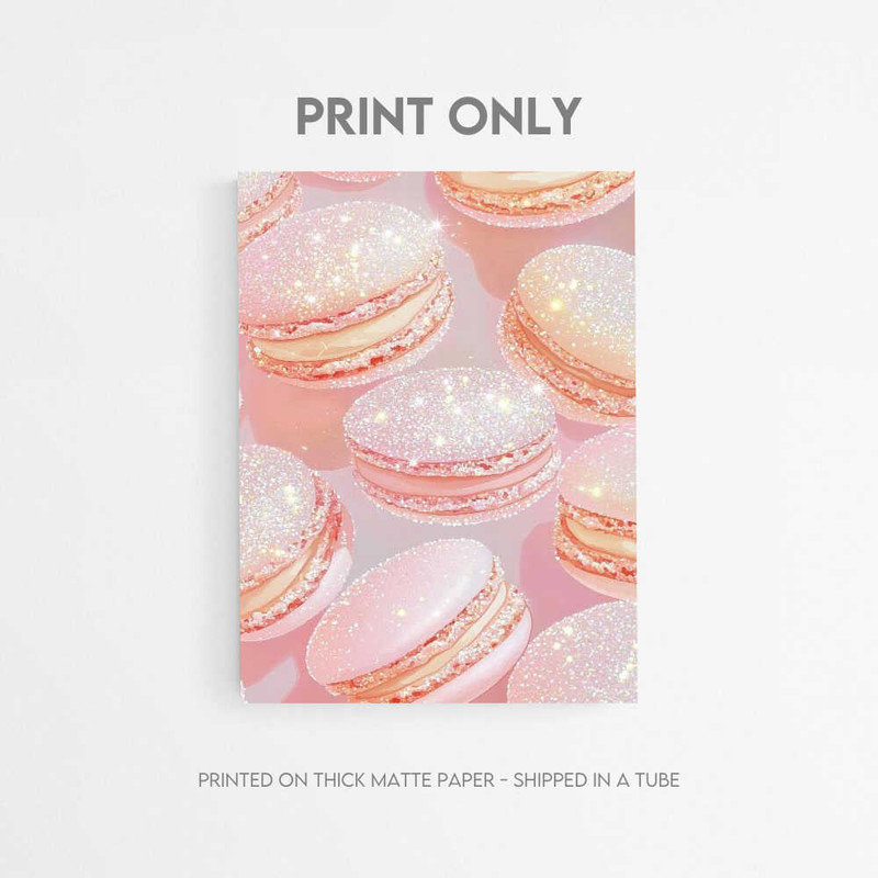 Macaron rose étincelant - prêt à accrocher, décoration murale, H 42 po x l 56 po, Frameless Print, Ne s’applique pas