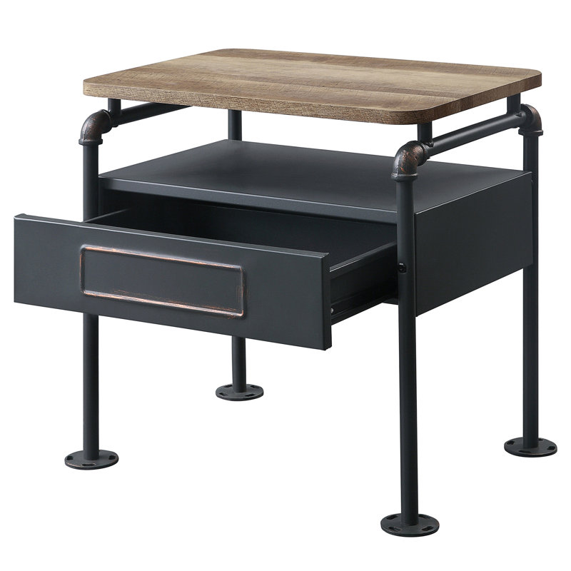 Chêne antique et table de chevet gris sable