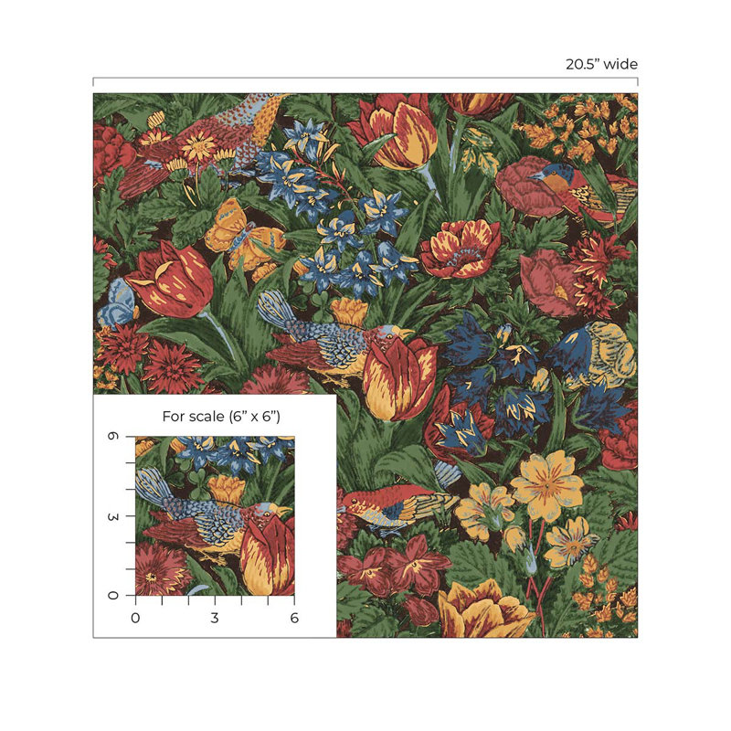 Peel & Stick Floral Roll, Carmine/Blue Lagoon