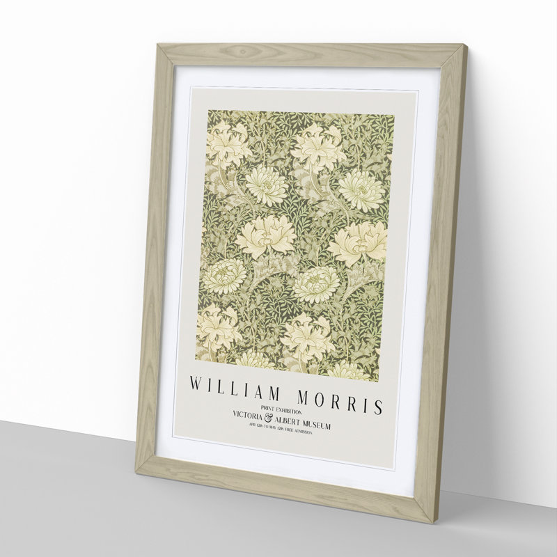 Chrysanthemum by William Morris - Picture Frame Art Prints, 48cm H x 36cm W x 2cm D, Oak