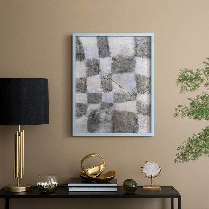 Rustic Textile II Framed Print - Solid Wood, 30" H x 24" W, Blue