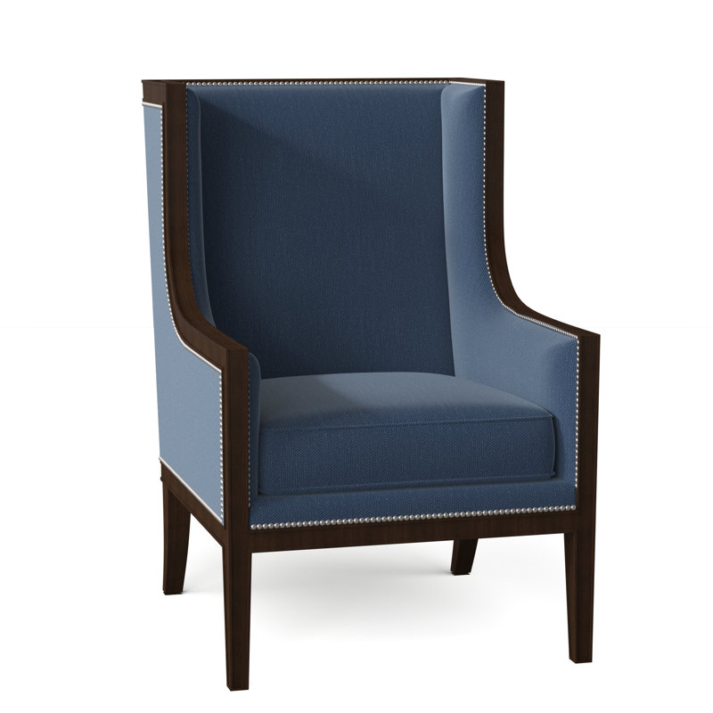 Jameson 28" Wide Down Cushion Slipcovered Wingback Chair, Rema Teal, Café