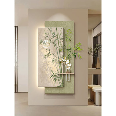 Peinture de style médiéval en bambou et plantes vertes sur une murale